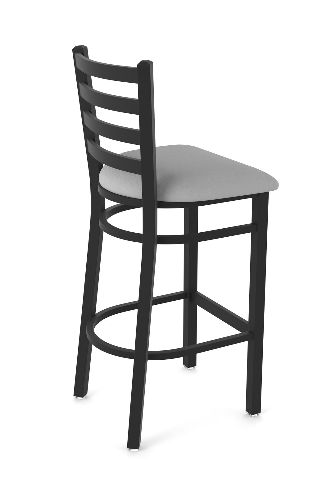 30-Inch Ladder Back Bar Stool with Steel Frame, Black Wrinkle Finish, and Canter Folkstone Grey Seat 2 30-Inch Ladder Back Bar Stool with Steel Frame, Black Wrinkle Finish, and Canter Folkstone Grey Seat - Image 2