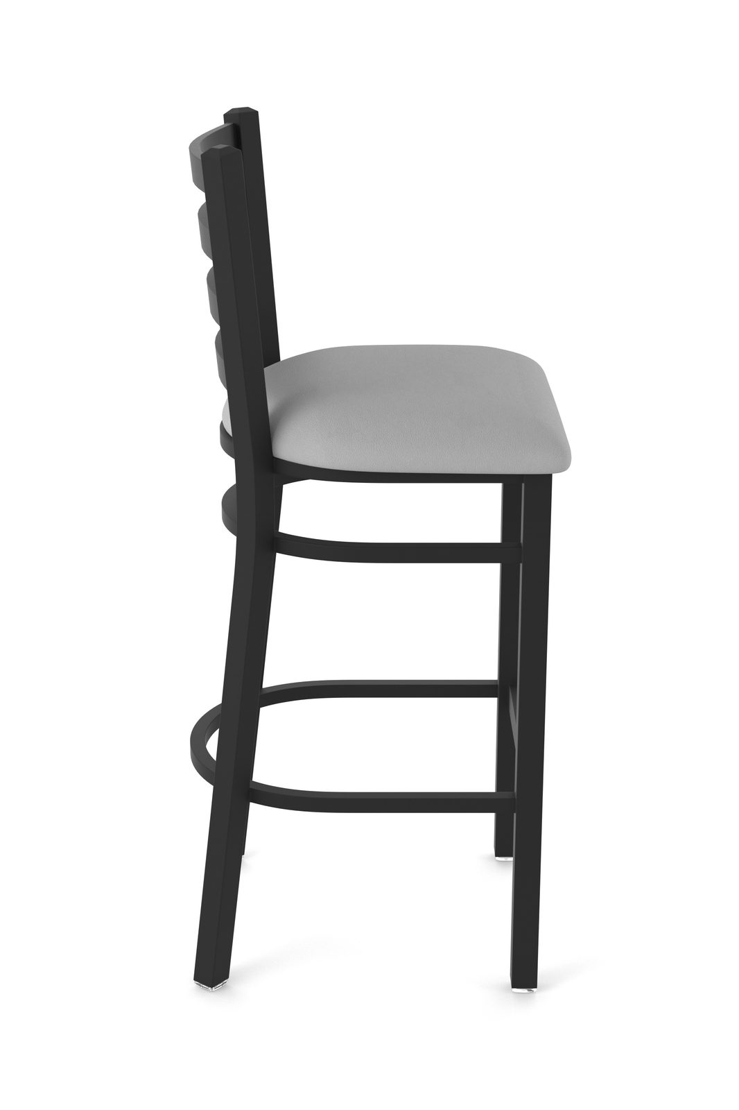 30-Inch Ladder Back Bar Stool with Steel Frame, Black Wrinkle Finish, and Canter Folkstone Grey Seat 3 30-Inch Ladder Back Bar Stool with Steel Frame, Black Wrinkle Finish, and Canter Folkstone Grey Seat - Image 3