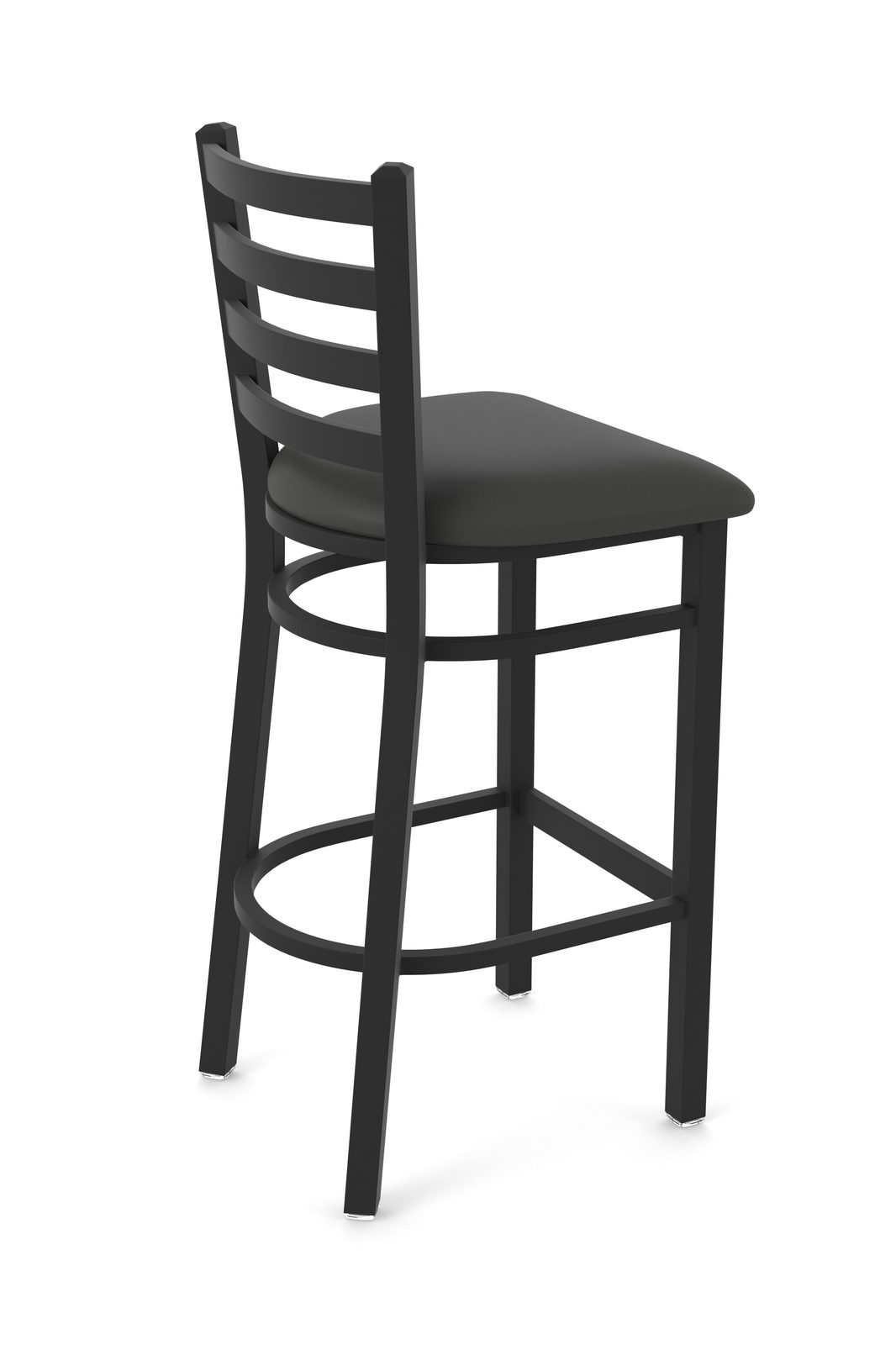 30-Inch Ladder Back Bar Stool with Steel Frame, Black Wrinkle Finish, and Canter Iron Seat 2 30-Inch Ladder Back Bar Stool with Steel Frame, Black Wrinkle Finish, and Canter Iron Seat - Image 2