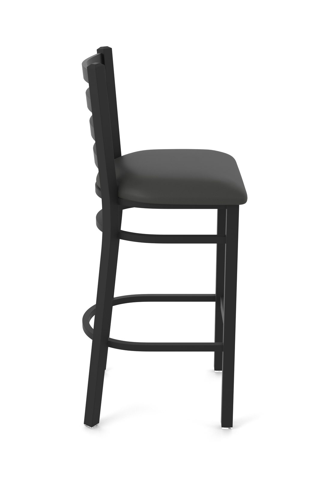 30-Inch Ladder Back Bar Stool with Steel Frame, Black Wrinkle Finish, and Canter Iron Seat 3 30-Inch Ladder Back Bar Stool with Steel Frame, Black Wrinkle Finish, and Canter Iron Seat - Image 3