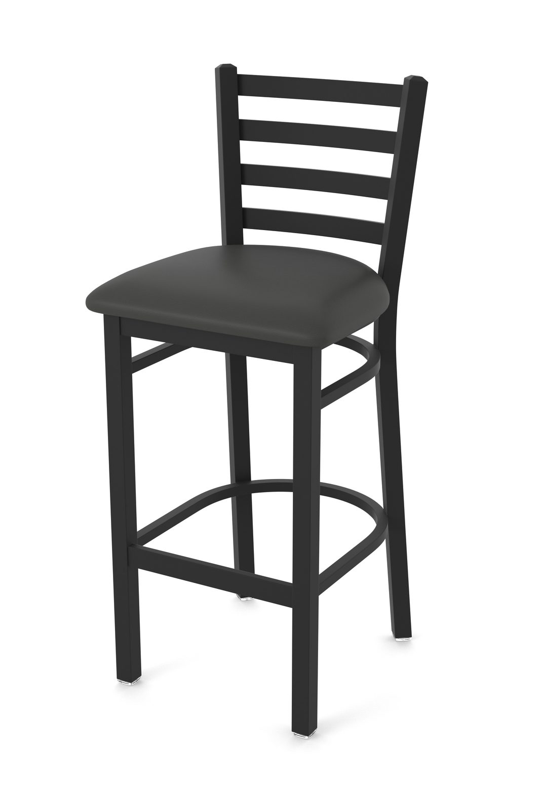 30-Inch Ladder Back Bar Stool with Steel Frame, Black Wrinkle Finish, and Canter Iron Seat 1 30-Inch Ladder Back Bar Stool with Steel Frame, Black Wrinkle Finish, and Canter Iron Seat