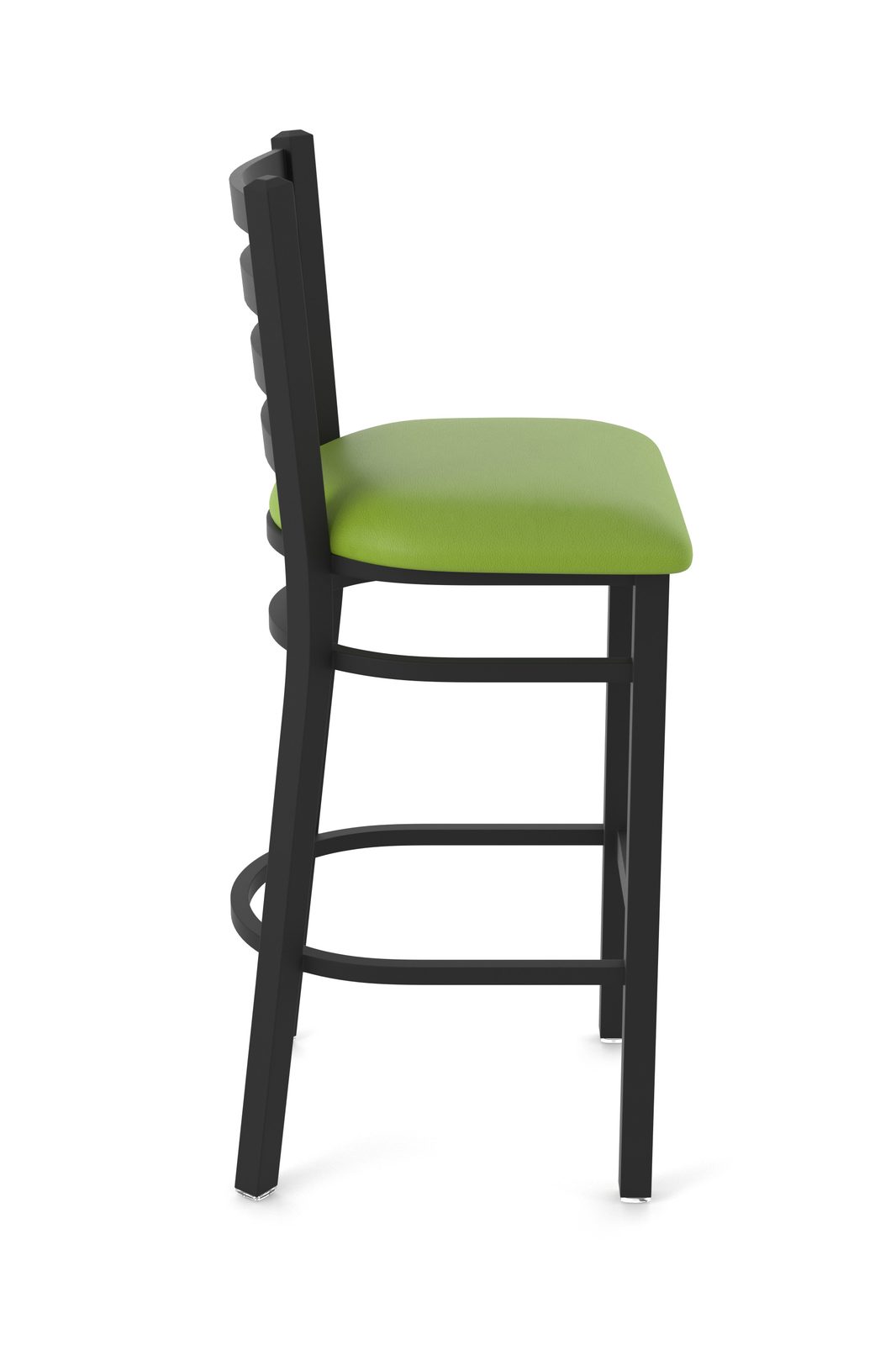 30-Inch Ladder Back Bar Stool with Steel Frame, Black Wrinkle Finish, and Canter Kiwi Green Seat 3 30-Inch Ladder Back Bar Stool with Steel Frame, Black Wrinkle Finish, and Canter Kiwi Green Seat - Image 3