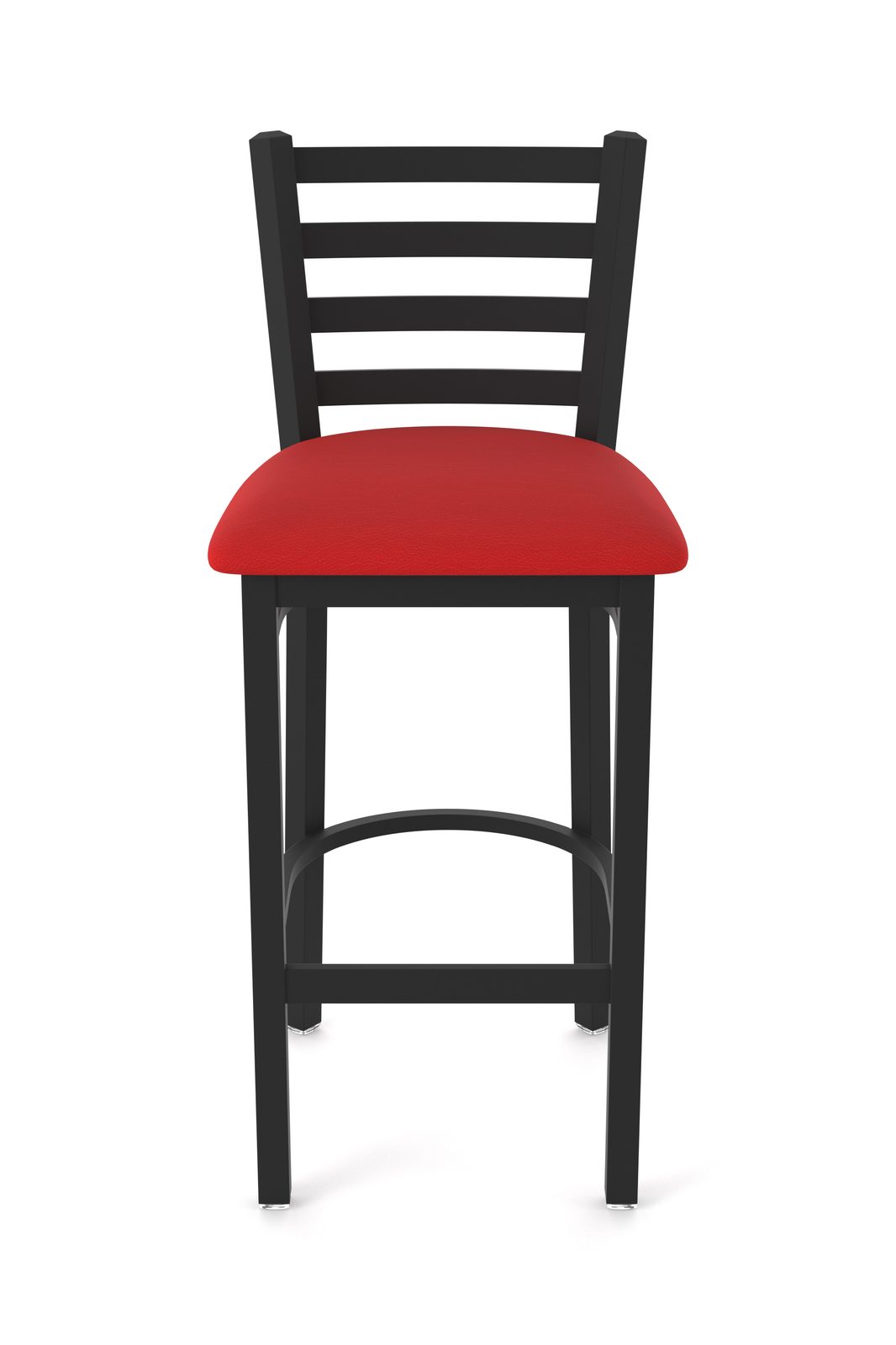 30-Inch Ladder Back Bar Stool with Steel Frame, Black Wrinkle Finish, and Canter Red Seat 4 30-Inch Ladder Back Bar Stool with Steel Frame, Black Wrinkle Finish, and Canter Red Seat - Image 4