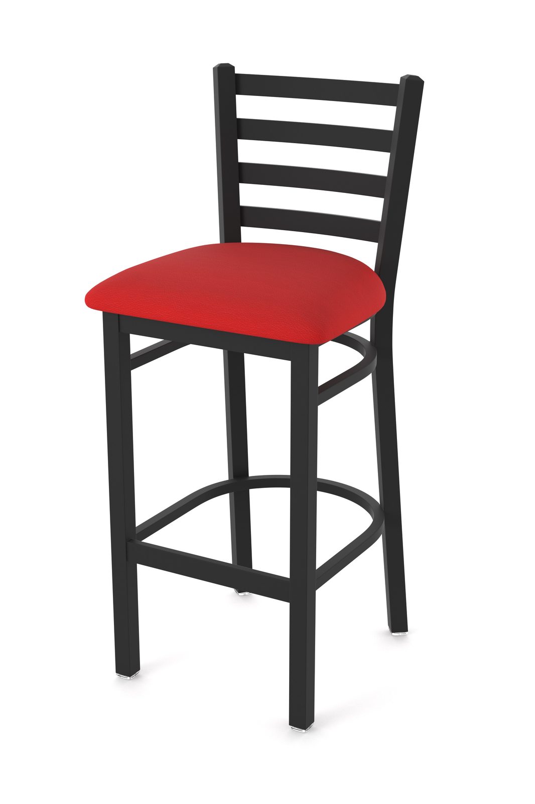 30-Inch Ladder Back Bar Stool with Steel Frame, Black Wrinkle Finish, and Canter Red Seat 1 30-Inch Ladder Back Bar Stool with Steel Frame, Black Wrinkle Finish, and Canter Red Seat