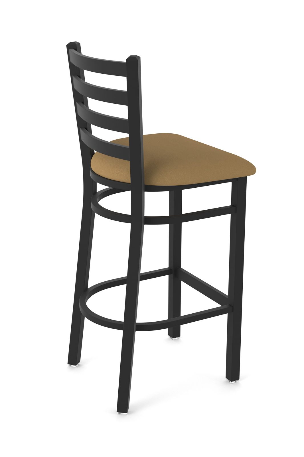 30-Inch Ladder Back Bar Stool with Steel Frame, Black Wrinkle Finish, and Canter Saddle Seat 2 30-Inch Ladder Back Bar Stool with Steel Frame, Black Wrinkle Finish, and Canter Saddle Seat - Image 2