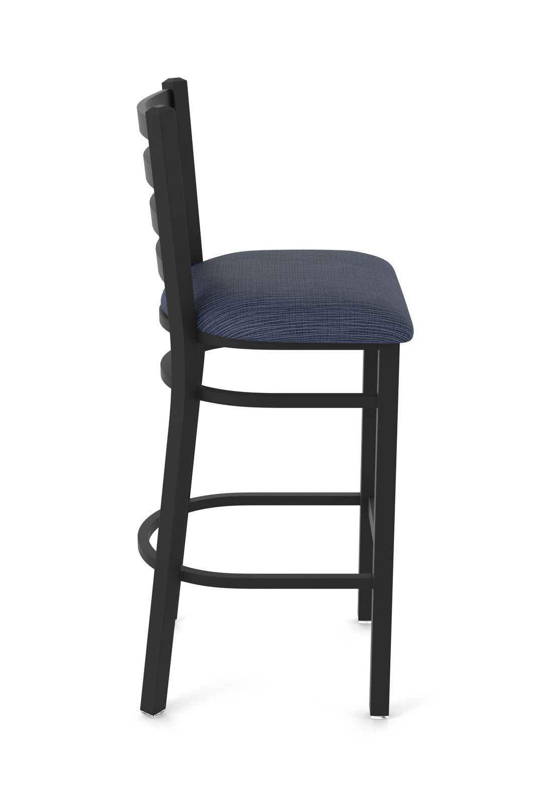 30-Inch Ladder Back Bar Stool with Steel Frame, Black Wrinkle Finish, and Graph Anchor Seat 3 30-Inch Ladder Back Bar Stool with Steel Frame, Black Wrinkle Finish, and Graph Anchor Seat - Image 3