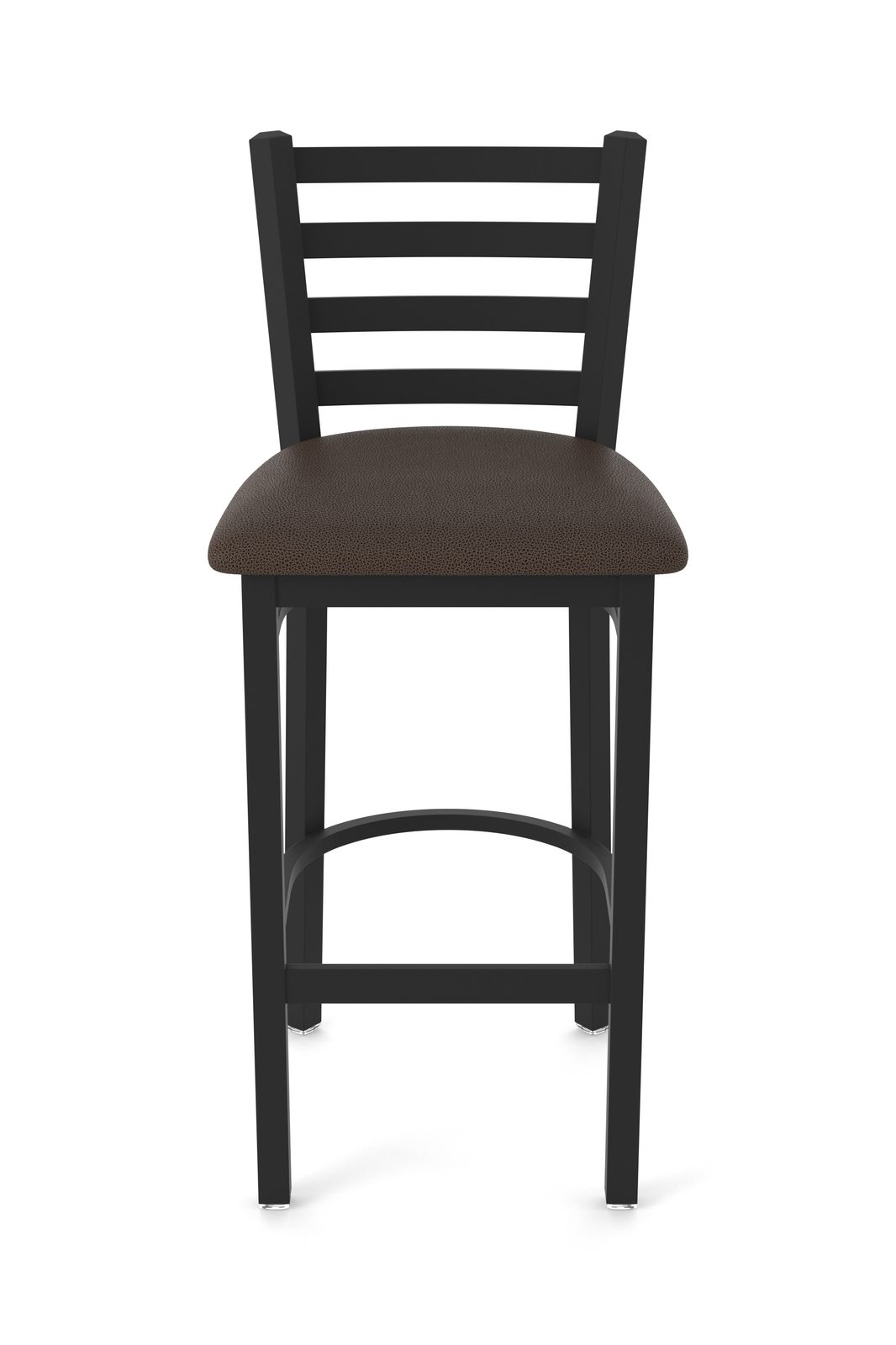 30-Inch Ladder Back Bar Stool with Steel Frame, Black Wrinkle Finish, and Rein Coffee Seat 4 30-Inch Ladder Back Bar Stool with Steel Frame, Black Wrinkle Finish, and Rein Coffee Seat - Image 4