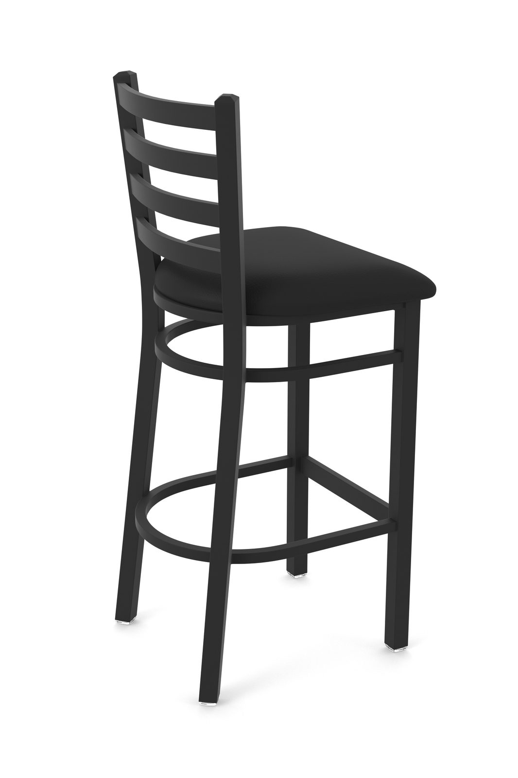 30-Inch Ladder Back Bar Stool with Steel Frame, Black Wrinkle Finish, and Black Vinyl Seat 2 30-Inch Ladder Back Bar Stool with Steel Frame, Black Wrinkle Finish, and Black Vinyl Seat - Image 2