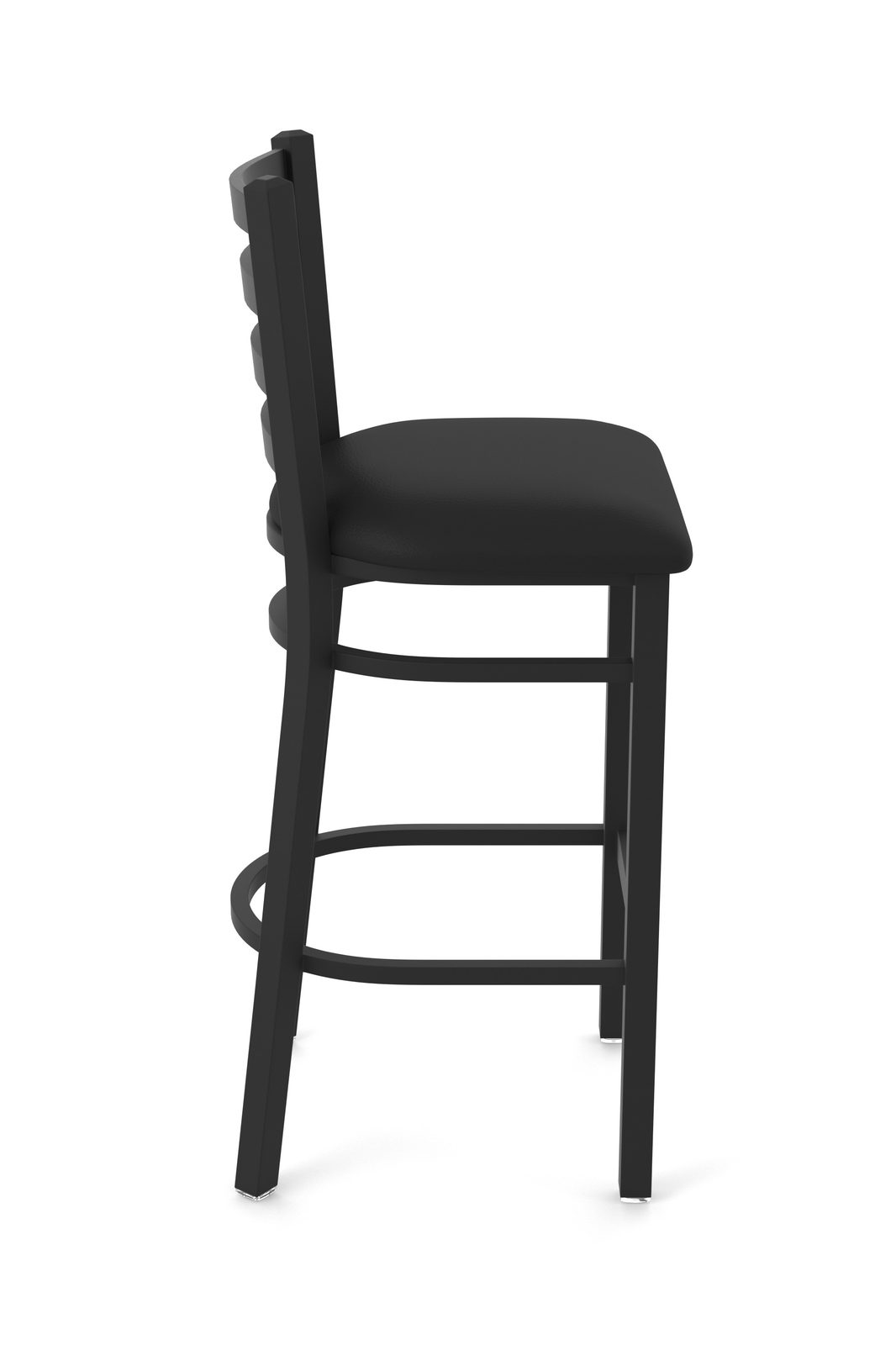 30-Inch Ladder Back Bar Stool with Steel Frame, Black Wrinkle Finish, and Black Vinyl Seat 3 30-Inch Ladder Back Bar Stool with Steel Frame, Black Wrinkle Finish, and Black Vinyl Seat - Image 3