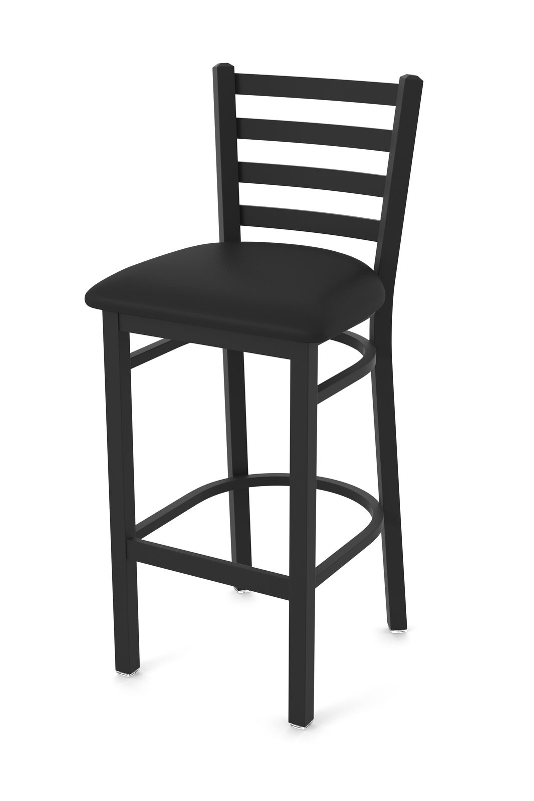 30-Inch Ladder Back Bar Stool with Steel Frame, Black Wrinkle Finish, and Black Vinyl Seat 1 30-Inch Ladder Back Bar Stool with Steel Frame, Black Wrinkle Finish, and Black Vinyl Seat