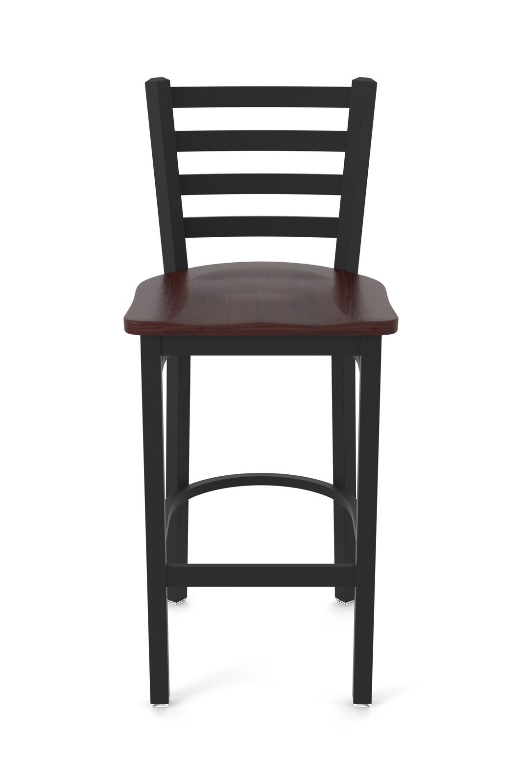 25-Inch Ladder Back Counter Stool with Steel Frame, Black Wrinkle Finish, and Dark Cherry Maple Seat 4 25-Inch Ladder Back Counter Stool with Steel Frame, Black Wrinkle Finish, and Dark Cherry Maple Seat - Image 4