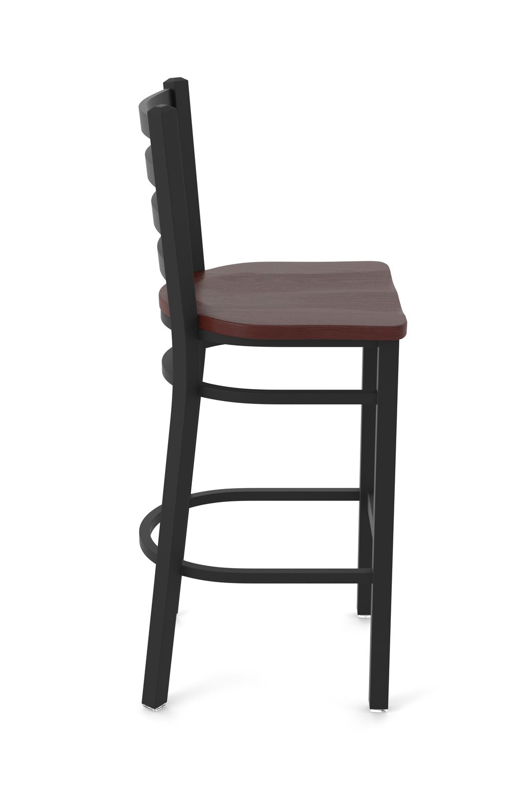 30-Inch Ladder Back Bar Stool with Steel Frame, Black Wrinkle Finish, and Dark Cherry Oak Seat 3 30-Inch Ladder Back Bar Stool with Steel Frame, Black Wrinkle Finish, and Dark Cherry Oak Seat - Image 3