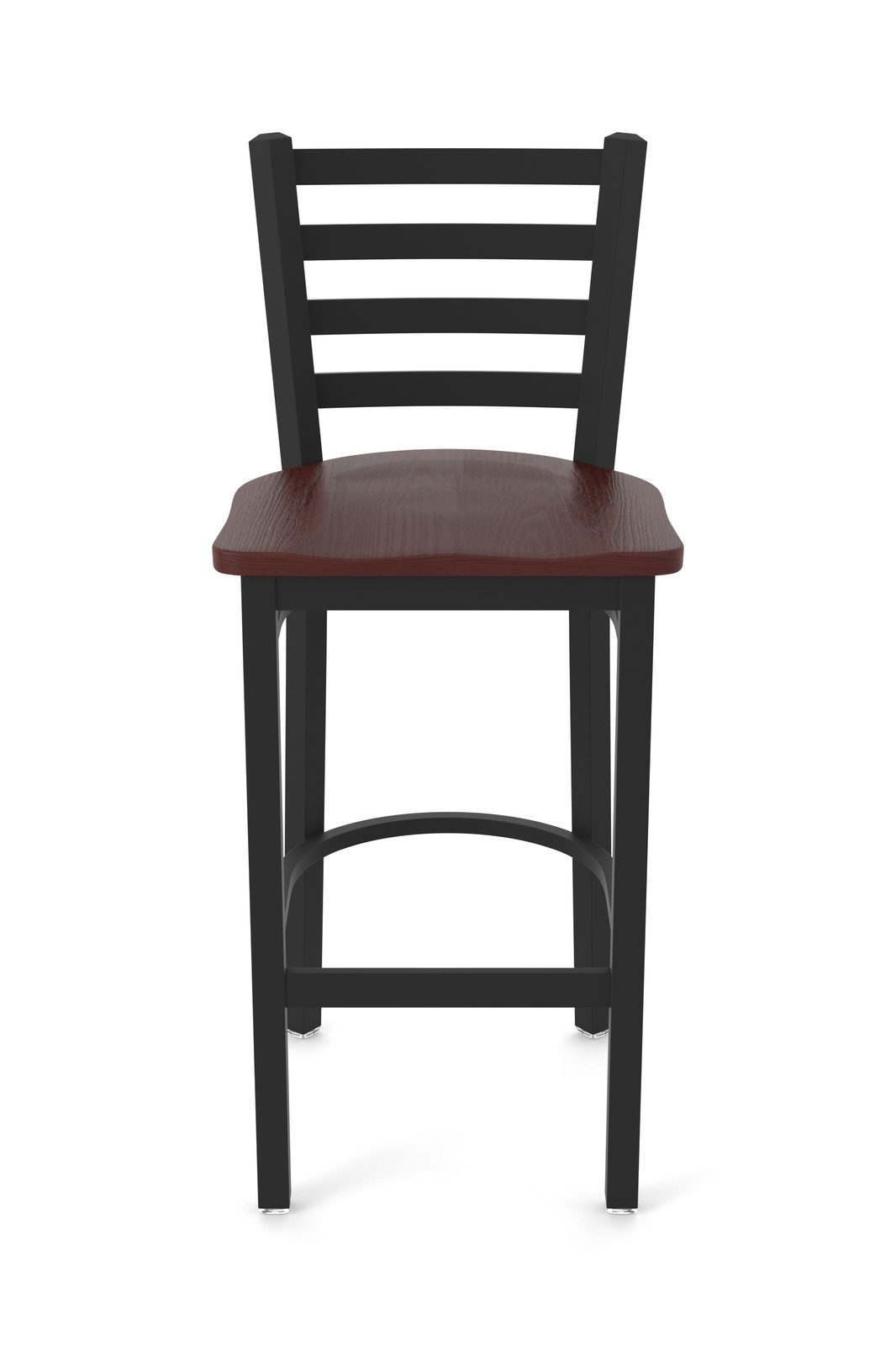 30-Inch Ladder Back Bar Stool with Steel Frame, Black Wrinkle Finish, and Dark Cherry Oak Seat 4 30-Inch Ladder Back Bar Stool with Steel Frame, Black Wrinkle Finish, and Dark Cherry Oak Seat - Image 4