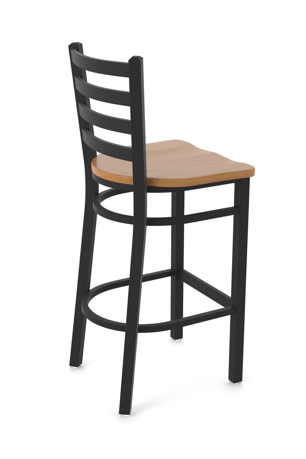 30-Inch Ladder Back Bar Stool with Steel Frame, Black Wrinkle Finish, and Medium Maple Seat 2 30-Inch Ladder Back Bar Stool with Steel Frame, Black Wrinkle Finish, and Medium Maple Seat - Image 2