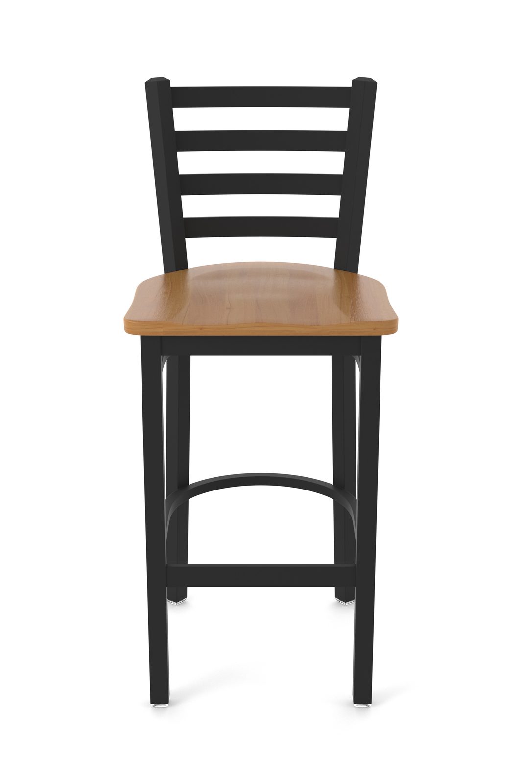 30-Inch Ladder Back Bar Stool with Steel Frame, Black Wrinkle Finish, and Medium Maple Seat 4 30-Inch Ladder Back Bar Stool with Steel Frame, Black Wrinkle Finish, and Medium Maple Seat - Image 4