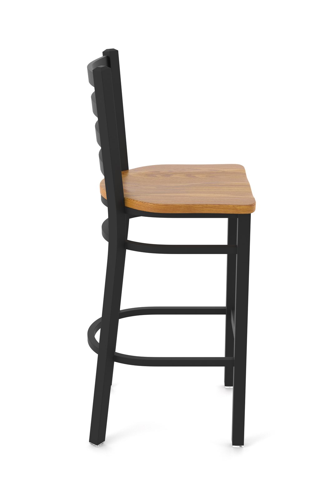 30-Inch Ladder Back Bar Stool with Steel Frame, Black Wrinkle Finish, and Medium Oak Seat 3 30-Inch Ladder Back Bar Stool with Steel Frame, Black Wrinkle Finish, and Medium Oak Seat - Image 3