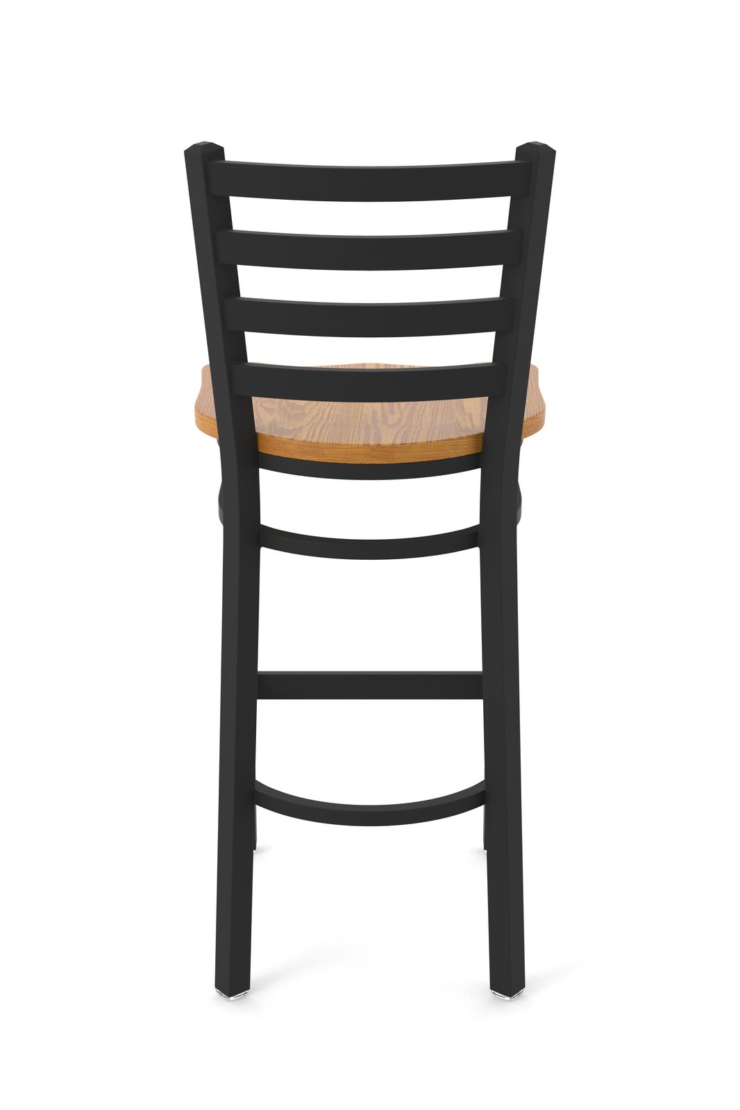 30-Inch Ladder Back Bar Stool with Steel Frame, Black Wrinkle Finish, and Medium Oak Seat 5 30-Inch Ladder Back Bar Stool with Steel Frame, Black Wrinkle Finish, and Medium Oak Seat - Image 5