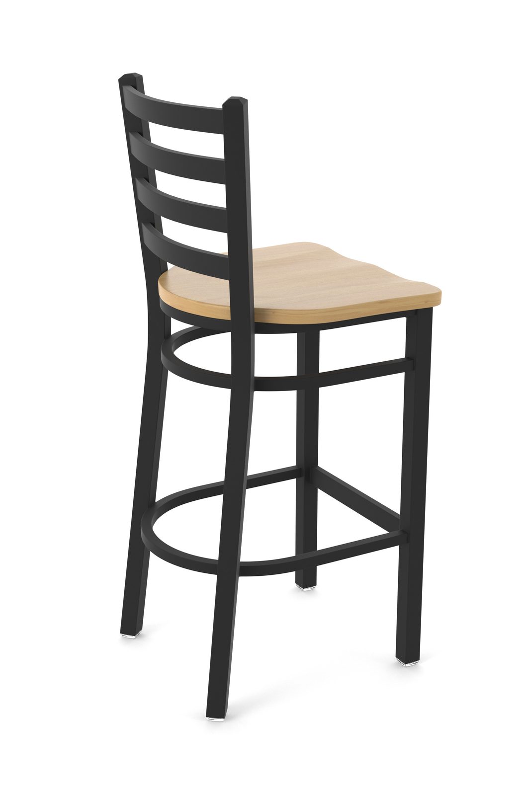 30-Inch Ladder Back Bar Stool with Steel Frame, Black Wrinkle Finish, and Natural Maple Seat 2 30-Inch Ladder Back Bar Stool with Steel Frame, Black Wrinkle Finish, and Natural Maple Seat - Image 2