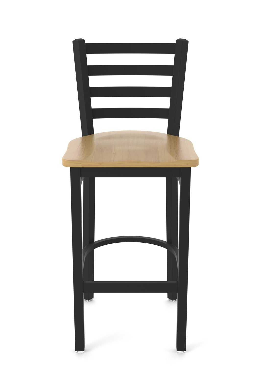 30-Inch Ladder Back Bar Stool with Steel Frame, Black Wrinkle Finish, and Natural Maple Seat 4 30-Inch Ladder Back Bar Stool with Steel Frame, Black Wrinkle Finish, and Natural Maple Seat - Image 4