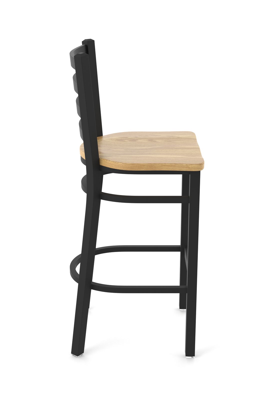 25-Inch Ladder Back Counter Stool with Steel Frame, Black Wrinkle Finish, and Natural Oak Seat 3 25-Inch Ladder Back Counter Stool with Steel Frame, Black Wrinkle Finish, and Natural Oak Seat - Image 3