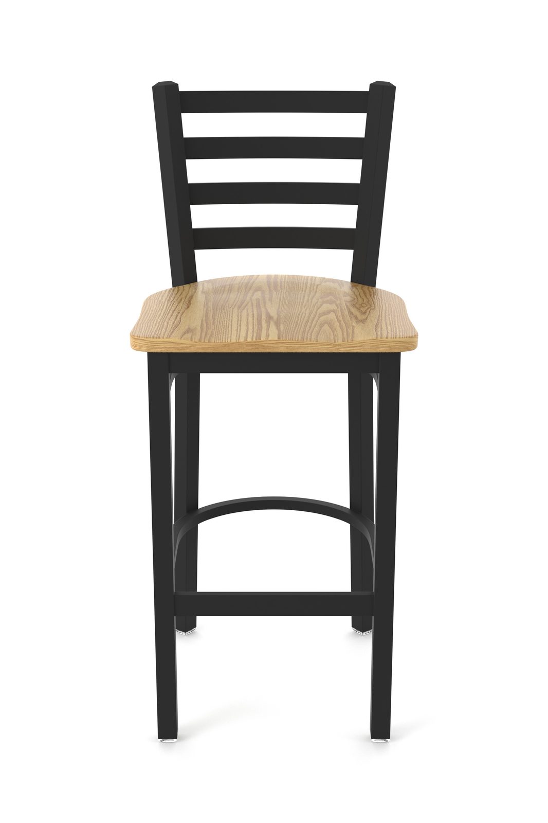 25-Inch Ladder Back Counter Stool with Steel Frame, Black Wrinkle Finish, and Natural Oak Seat 4 25-Inch Ladder Back Counter Stool with Steel Frame, Black Wrinkle Finish, and Natural Oak Seat - Image 4