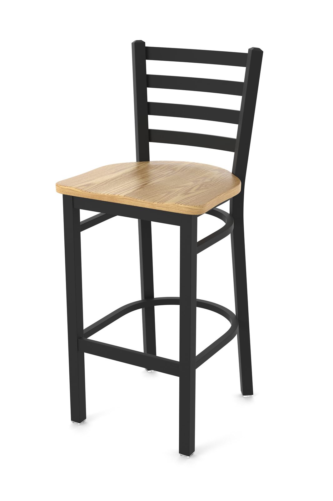 25-Inch Ladder Back Counter Stool with Steel Frame, Black Wrinkle Finish, and Natural Oak Seat 1 25-Inch Ladder Back Counter Stool with Steel Frame, Black Wrinkle Finish, and Natural Oak Seat