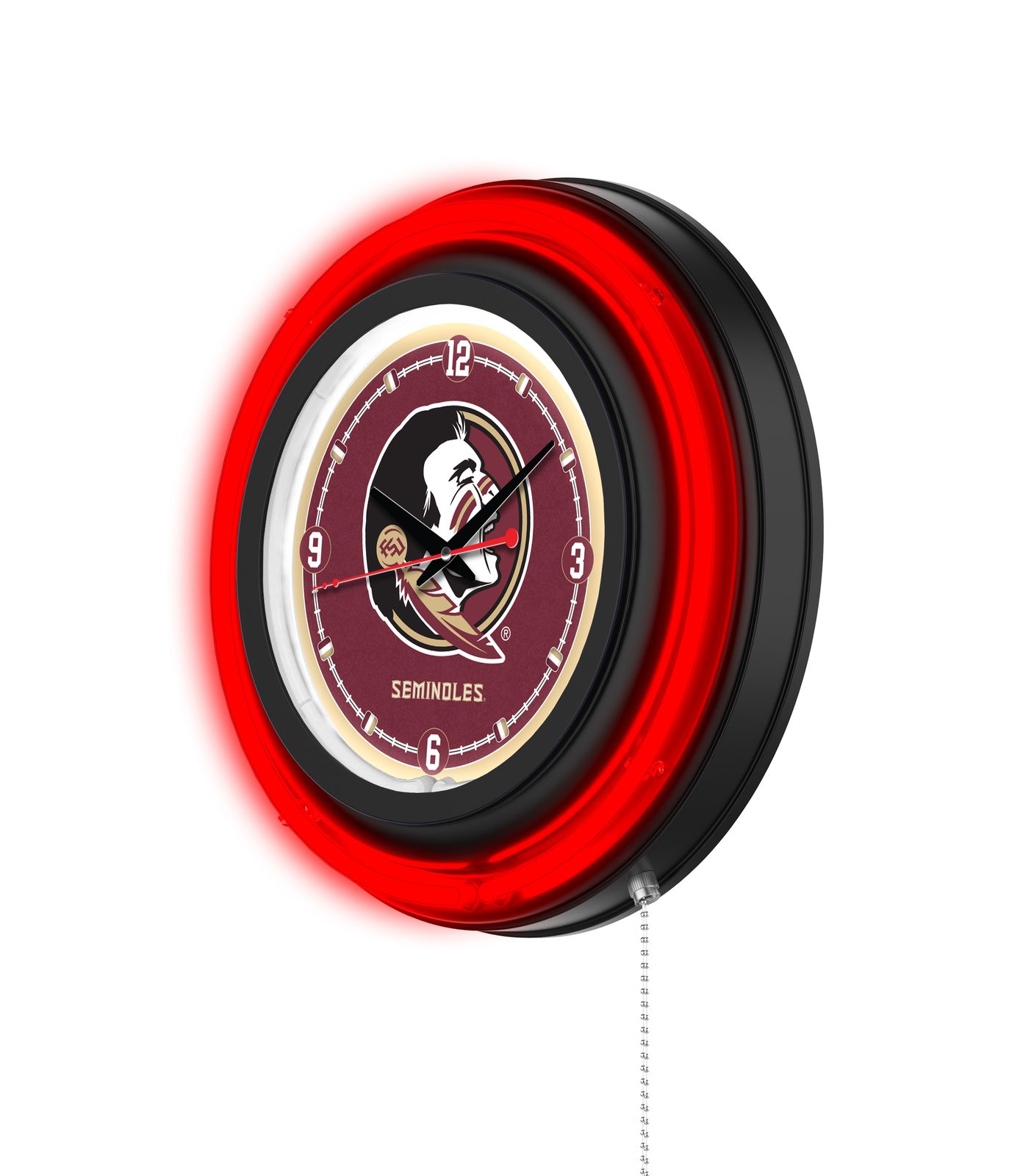 Florida State (Head) 15-Inch Neon Logo Clock in Black 2 Florida State (Head) 15-Inch Neon Logo Clock in Black - Image 2