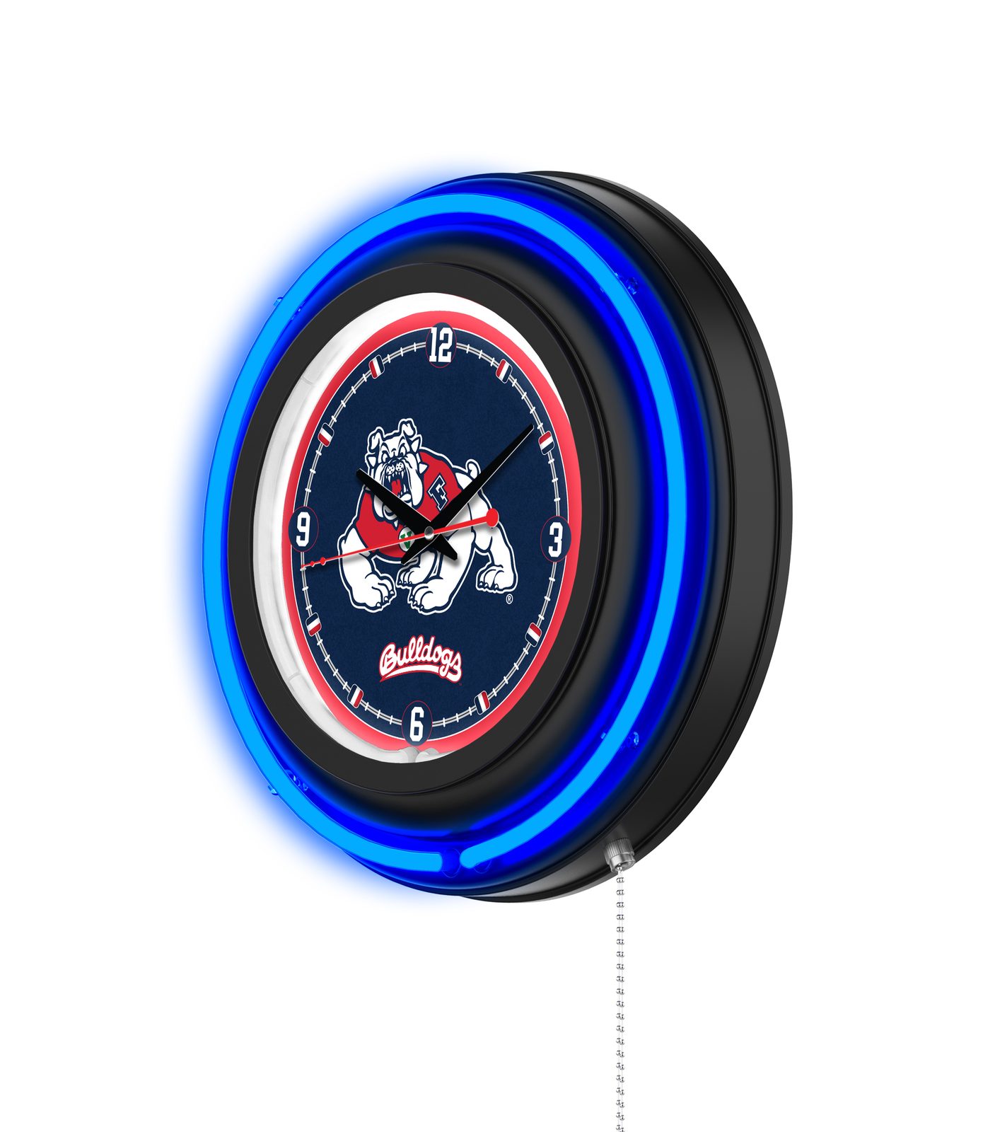 Fresno State University 15-Inch Neon Logo Clock in Black 2 Fresno State University 15-Inch Neon Logo Clock in Black - Image 2