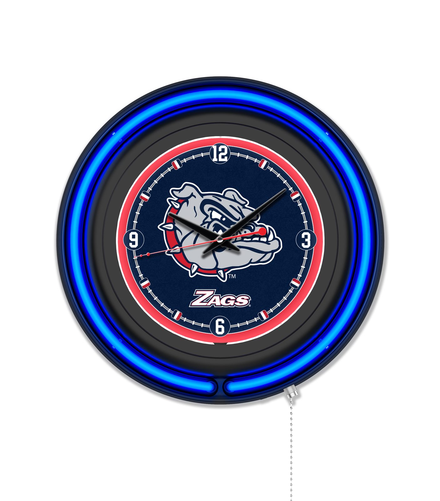 Gonzaga 15-Inch Neon Logo Clock in Black 1 Gonzaga 15-Inch Neon Logo Clock in Black