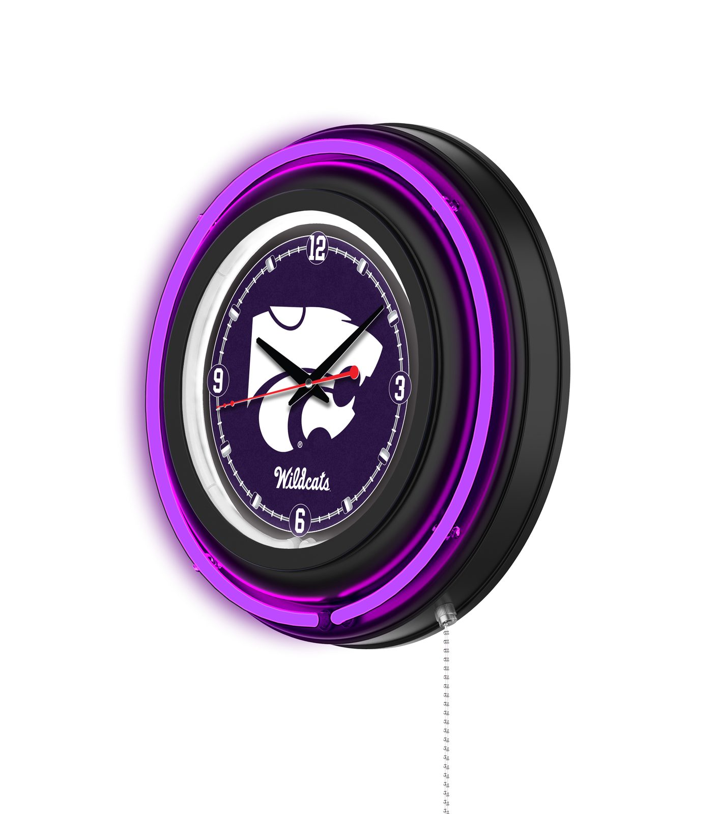 Kansas State University 15-Inch Neon Logo Clock in Black 2 Kansas State University 15-Inch Neon Logo Clock in Black - Image 2