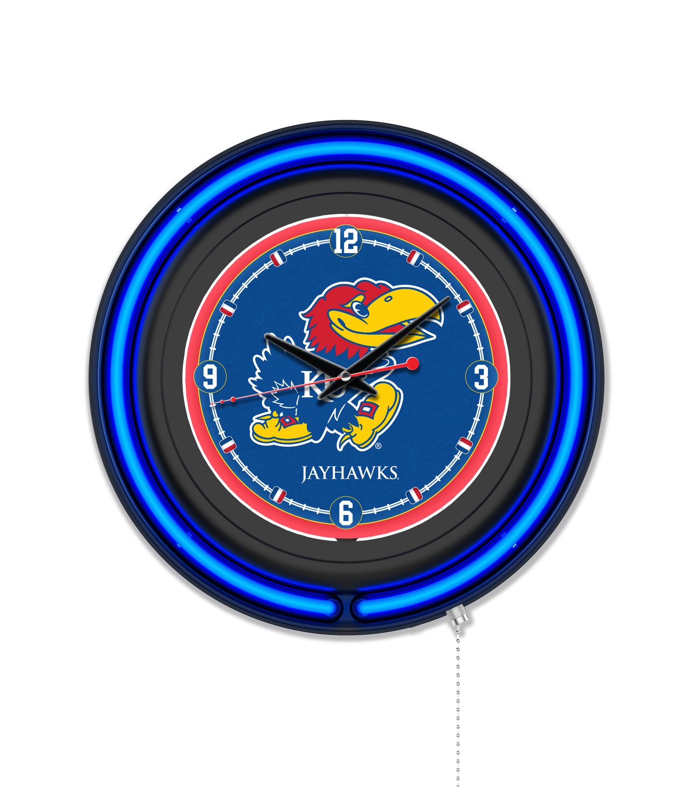 University of Kansas 15-Inch Neon Logo Clock in Black 1 University of Kansas 15-Inch Neon Logo Clock in Black