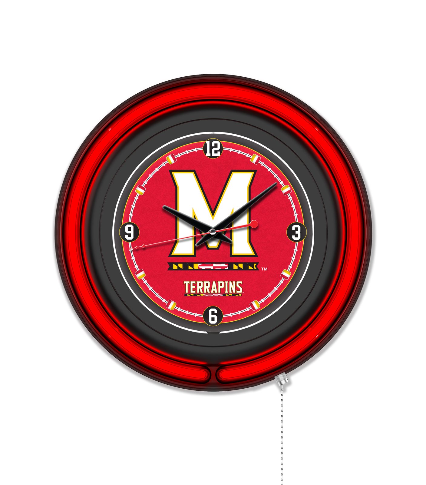 University of Maryland 15-Inch Neon Logo Clock in Black 1 University of Maryland 15-Inch Neon Logo Clock in Black
