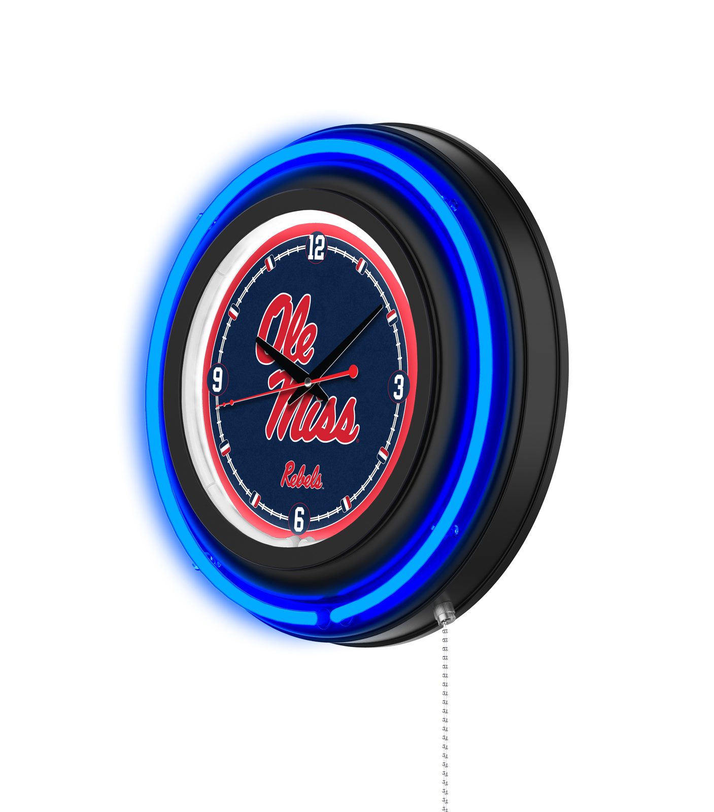 University of Mississippi 15-Inch Neon Logo Clock in Black 2 University of Mississippi 15-Inch Neon Logo Clock in Black - Image 2