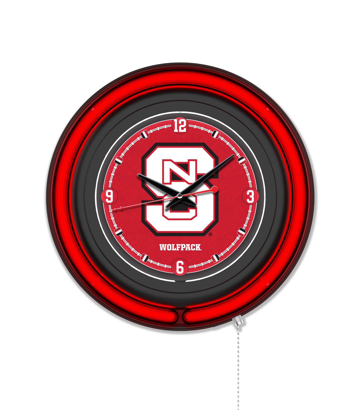 North Carolina State University 15-Inch Neon Logo Clock in Black 1 North Carolina State University 15-Inch Neon Logo Clock in Black