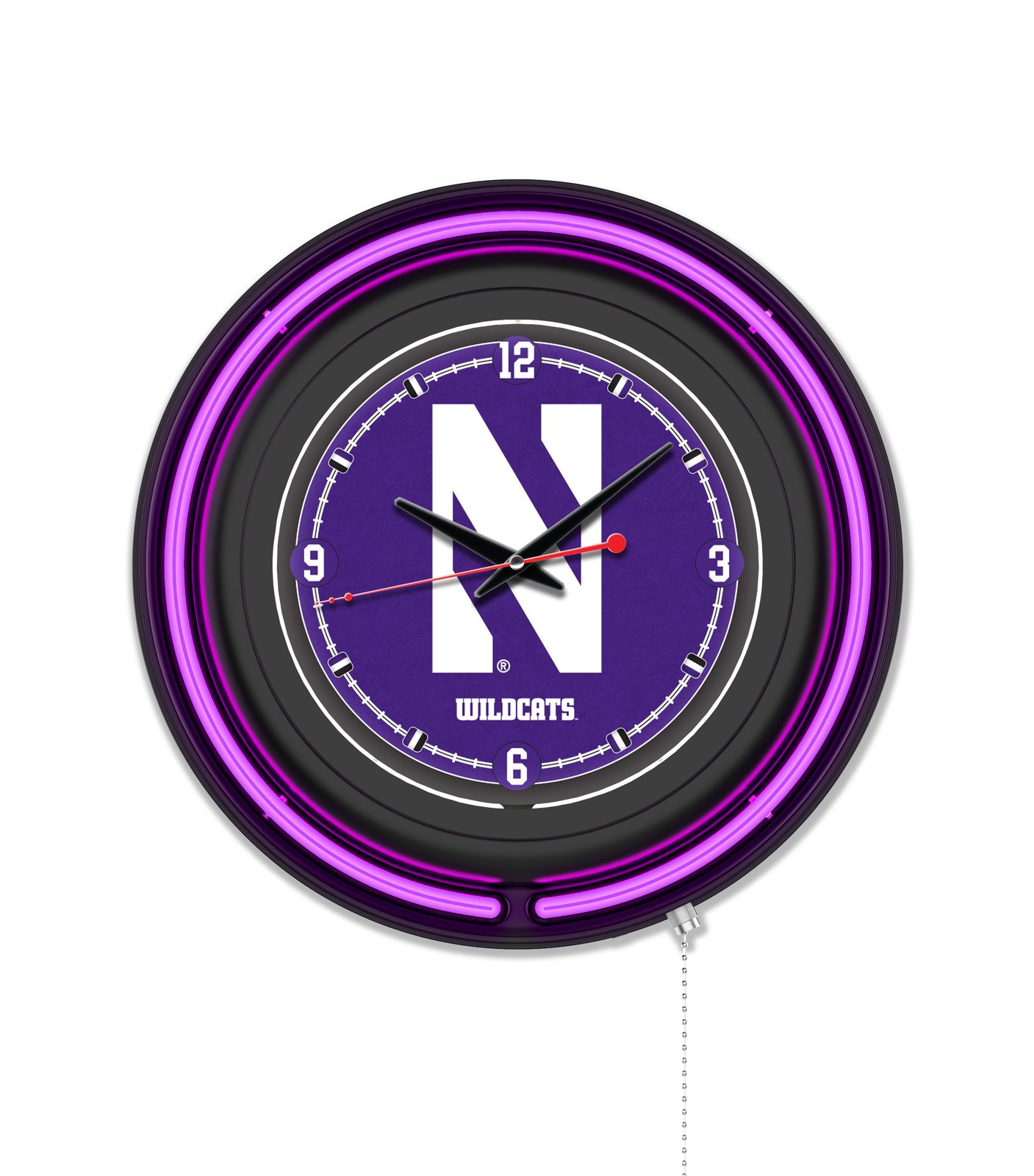 Northwestern University 15-Inch Neon Logo Clock in Black 1 Northwestern University 15-Inch Neon Logo Clock in Black