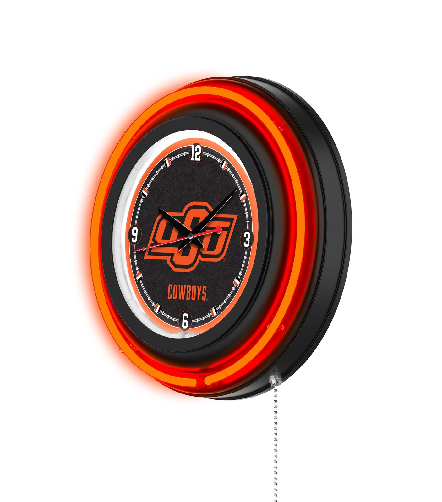 Oklahoma State University 15-Inch Neon Logo Clock in Black 2 Oklahoma State University 15-Inch Neon Logo Clock in Black - Image 2
