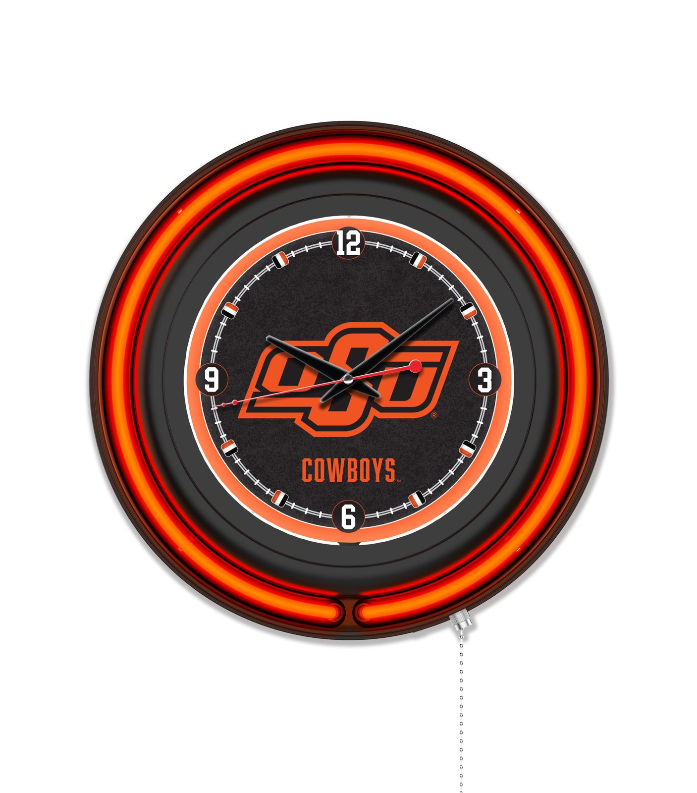 Oklahoma State University 15-Inch Neon Logo Clock in Black 1 Oklahoma State University 15-Inch Neon Logo Clock in Black