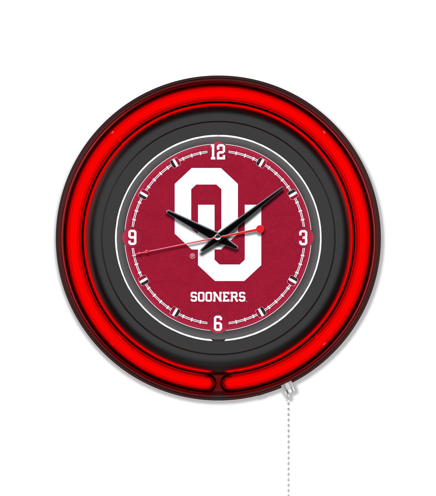 Oklahoma University 15-Inch Neon Logo Clock in Black 1 Oklahoma University 15-Inch Neon Logo Clock in Black
