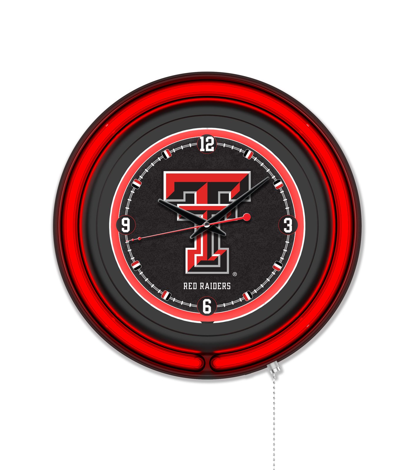 Texas Tech University 15-Inch Neon Logo Clock in Black 1 Texas Tech University 15-Inch Neon Logo Clock in Black