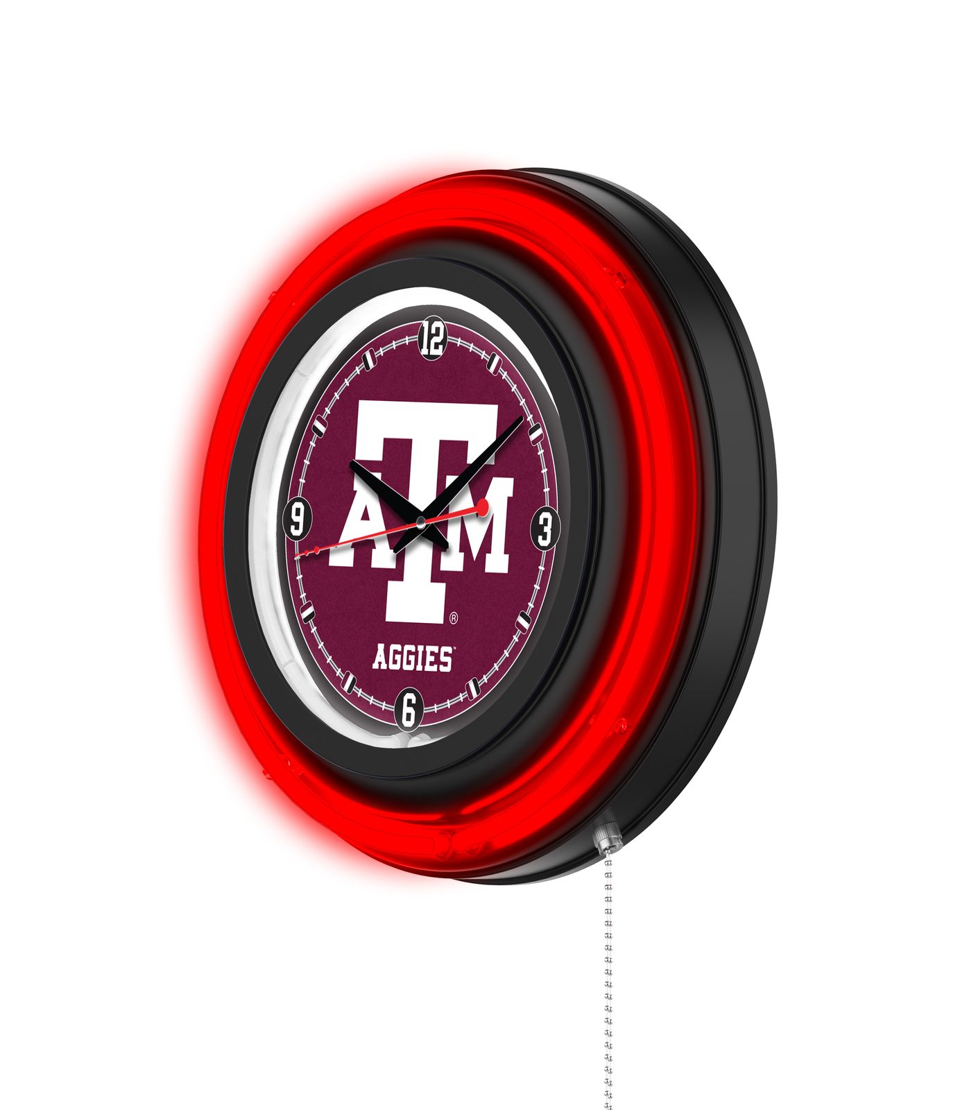 Texas A&M 15-Inch Neon Logo Clock in Black 2 Texas A&M 15-Inch Neon Logo Clock in Black - Image 2