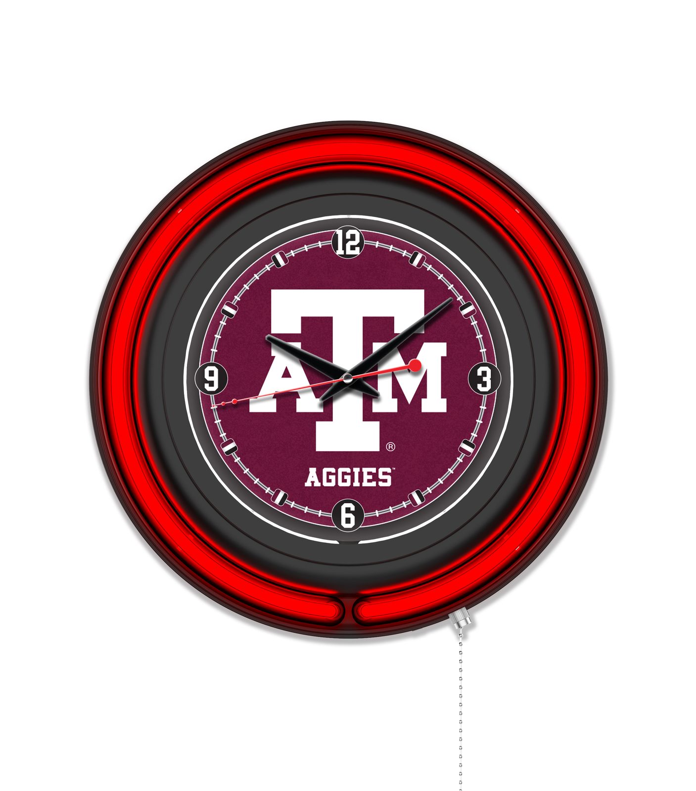 Texas A&M 15-Inch Neon Logo Clock in Black 1 Texas A&M 15-Inch Neon Logo Clock in Black