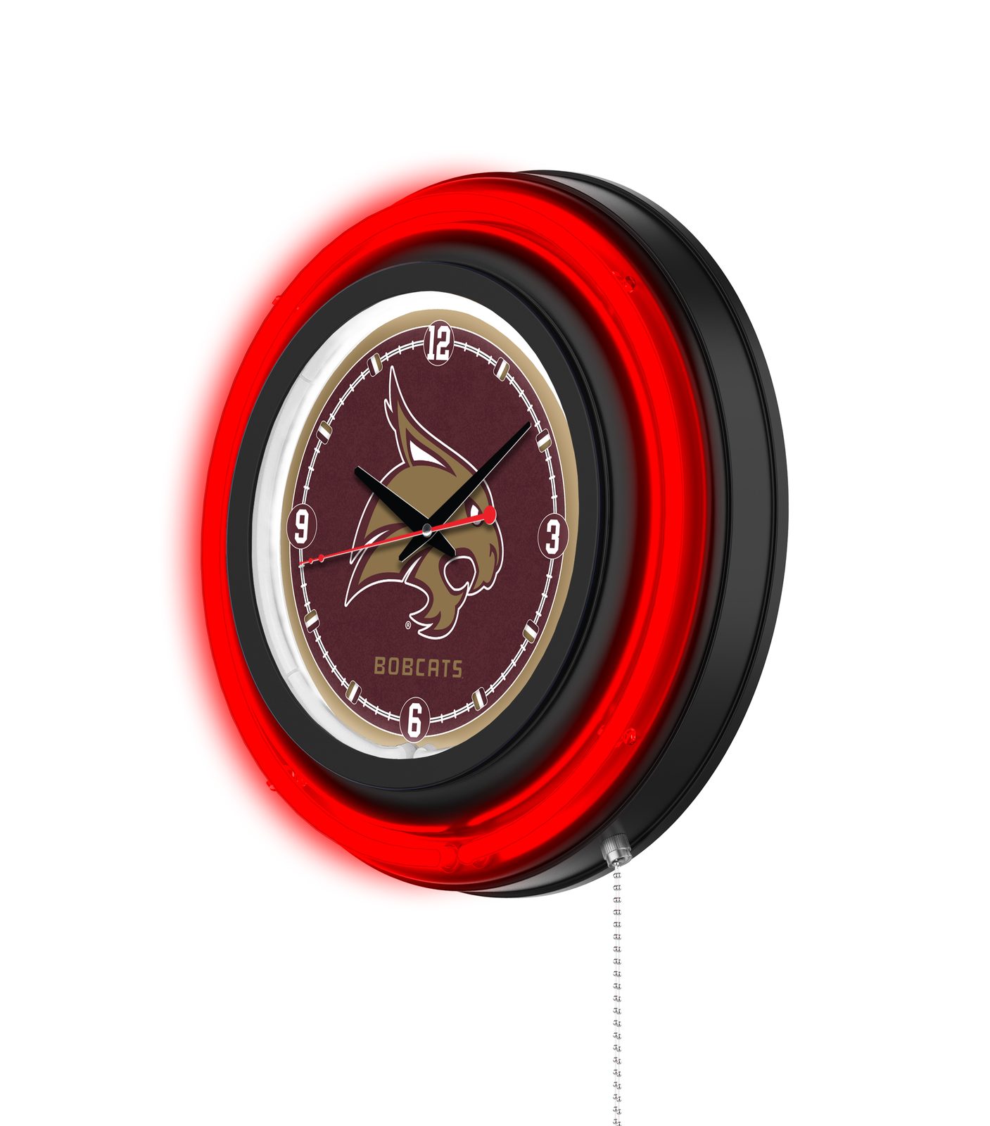 Texas State University 15-Inch Neon Logo Clock in Black 2 Texas State University 15-Inch Neon Logo Clock in Black - Image 2