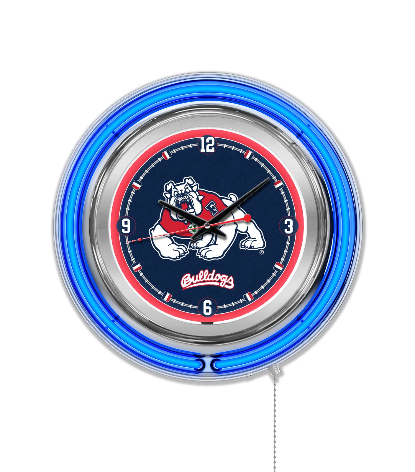 Fresno State University 15-Inch Neon Logo Clock in Chrome 1 Fresno State University 15-Inch Neon Logo Clock in Chrome