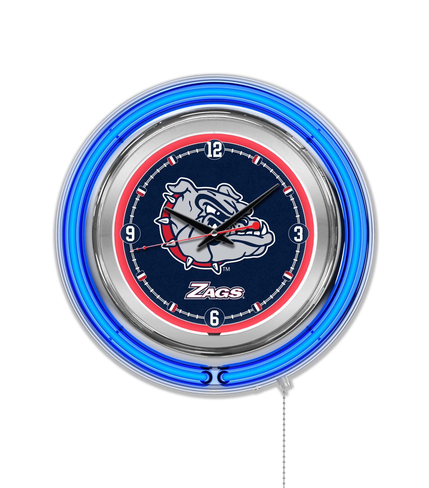 Gonzaga 15-Inch Neon Logo Clock in Chrome 1 Gonzaga 15-Inch Neon Logo Clock in Chrome