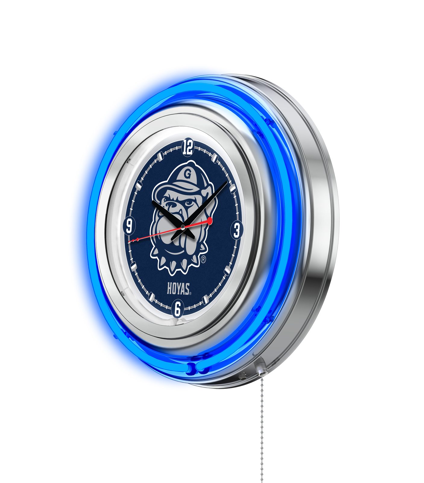 Georgetown University 15-Inch Neon Logo Clock in Chrome 2 Georgetown University 15-Inch Neon Logo Clock in Chrome - Image 2