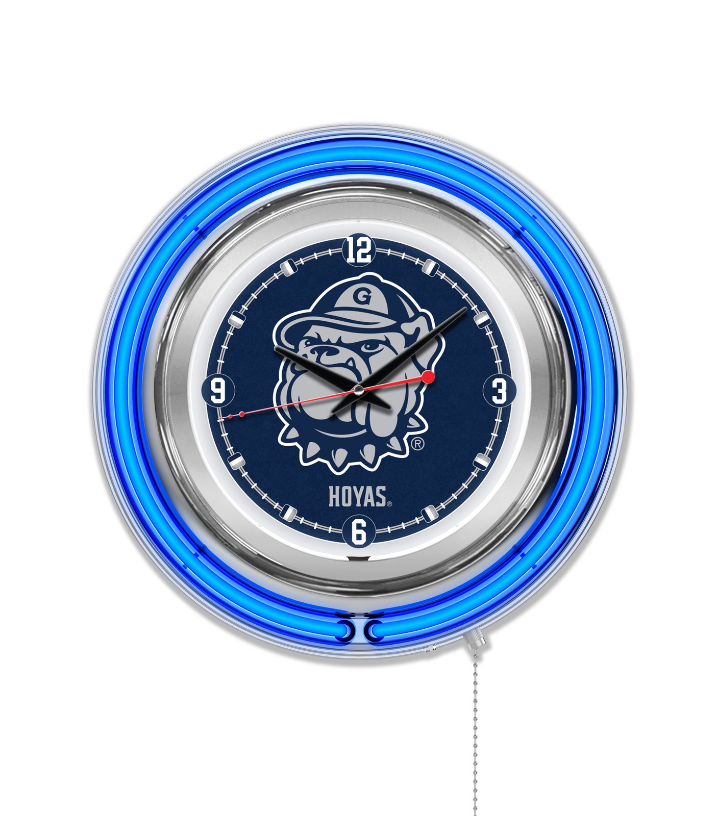 Georgetown University 15-Inch Neon Logo Clock in Chrome 1 Georgetown University 15-Inch Neon Logo Clock in Chrome