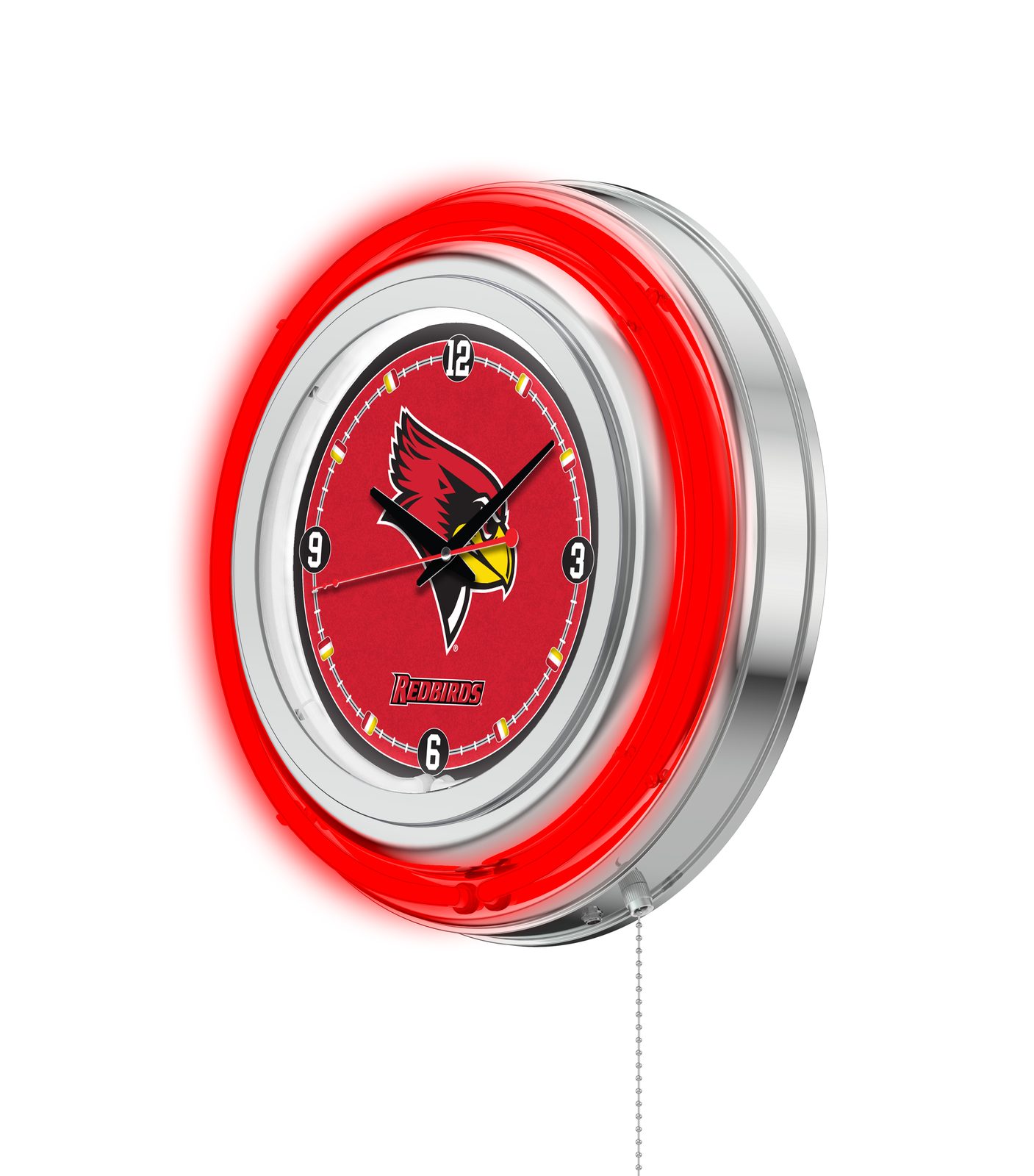 Illinois State University 15-Inch Neon Logo Clock in Chrome 2 Illinois State University 15-Inch Neon Logo Clock in Chrome - Image 2