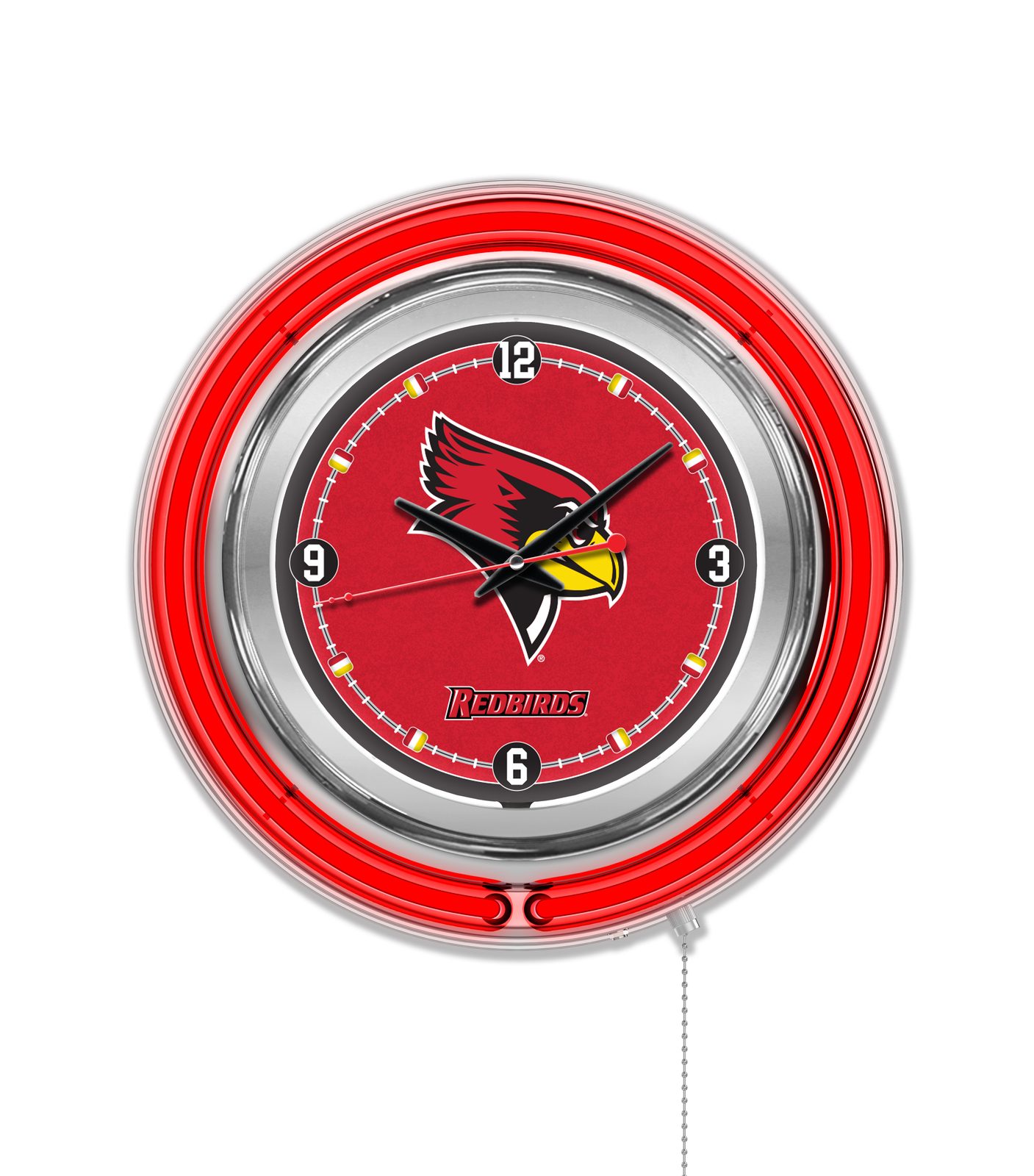 Illinois State University 15-Inch Neon Logo Clock in Chrome 1 Illinois State University 15-Inch Neon Logo Clock in Chrome
