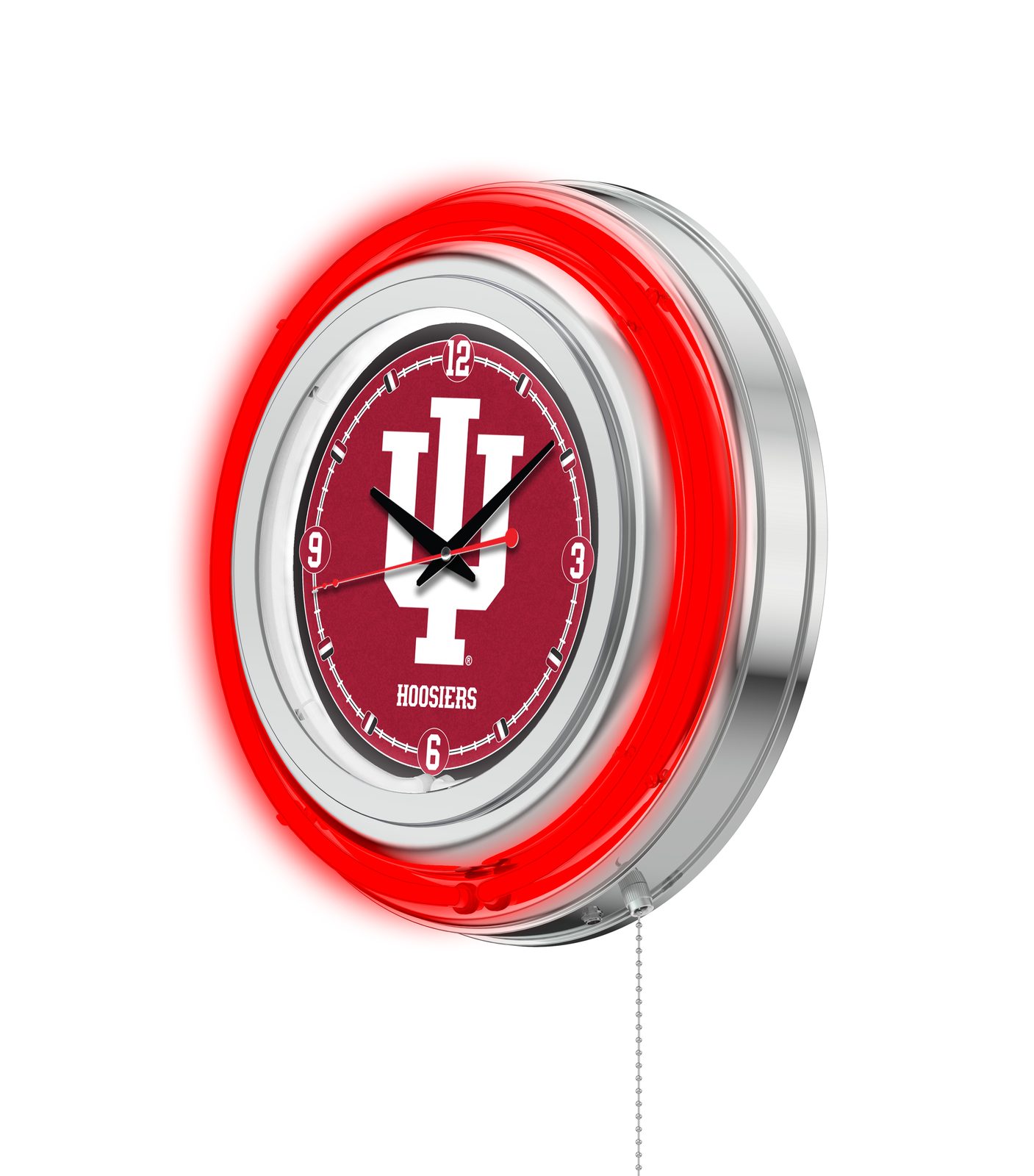 Indiana University 15-Inch Neon Logo Clock in Chrome 2 Indiana University 15-Inch Neon Logo Clock in Chrome - Image 2