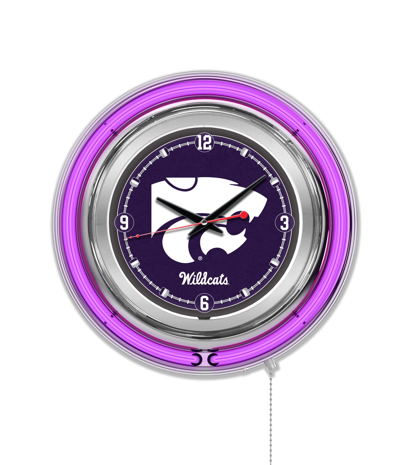 Kansas State University 15-Inch Neon Logo Clock in Chrome 1 Kansas State University 15-Inch Neon Logo Clock in Chrome